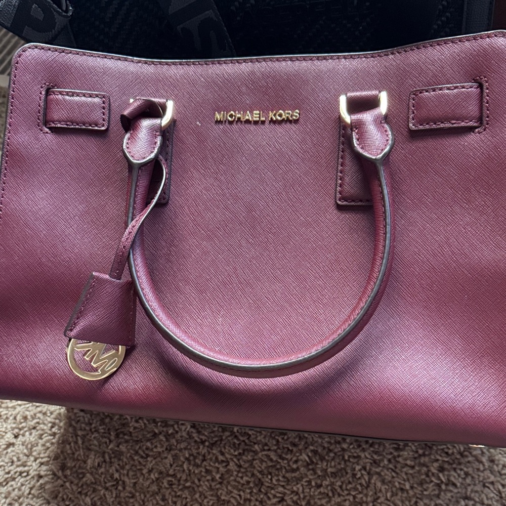 Michael Kors Burgundy Selma medium Leather Satchel Tote Bag